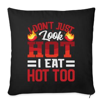 Ça a l’air chaud – fille avec du piment fort et - Housse de coussin décorative 45 x 45 cm - noir - Devant