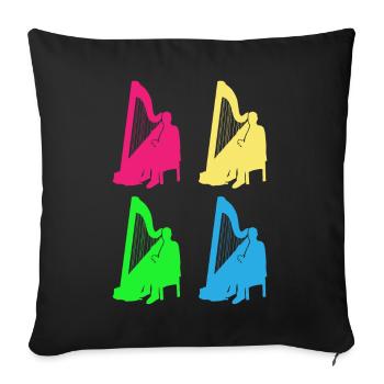 Colorful Harp Sounds Variety Gift - Sofa pillowcase 17,3'' x 17,3'' (45 x 45 cm) - black - Front