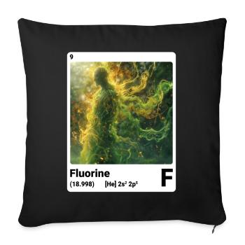Élément du tableau périodique Fluor (F) 009 - Housse de coussin décorative 45 x 45 cm - noir - Devant