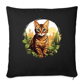 Chat du Bengale Bengalkatze - Housse de coussin décorative 45 x 45 cm - noir - Devant