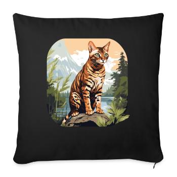 Chat du Bengale Bengalkatze - Housse de coussin décorative 45 x 45 cm - noir - Devant