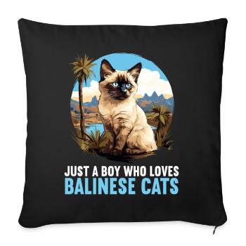 Balinese Cat Balinesenkatze - Sofa pillowcase 17,3'' x 17,3'' (45 x 45 cm) - black - Front