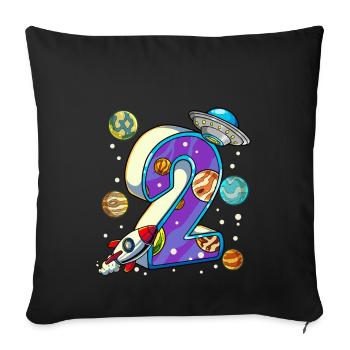 2 Anniversaire Astronaute de l’espace 2 ans - Housse de coussin décorative 45 x 45 cm - noir - Devant
