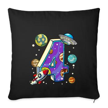 4 Birthday Space Space Astronaut 4 Years - Sofa pillowcase 17,3'' x 17,3'' (45 x 45 cm) - black - Front