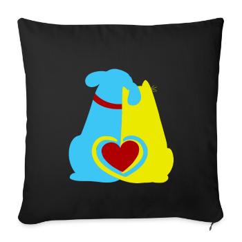 Ami des animaux, bien-être animal, animaux de compagnie, coeur, chien, chat - Housse de coussin décorative 45 x 45 cm - noir - Devant