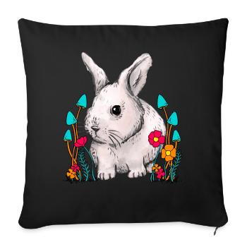 Woods, Rabbit, Rabbit, Flowers, Nature, Wildlife - Sofa pillowcase 17,3'' x 17,3'' (45 x 45 cm) - black - Front