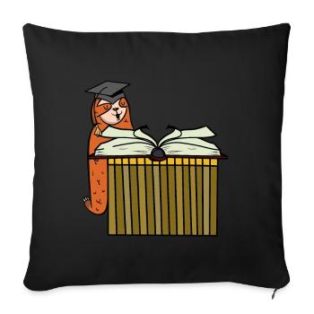 Sloth Student Study Book Student School - Sofa pillowcase 17,3'' x 17,3'' (45 x 45 cm) - black - Front