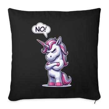 NON! Paresseux Fatigué Somnolent Sieste Sarcastique Licorne - Housse de coussin décorative 45 x 45 cm - noir - Devant