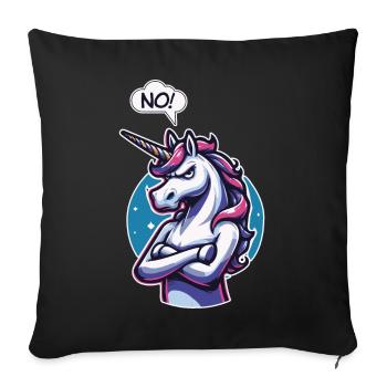 NON! Paresseux Fatigué Somnolent Sieste Sarcastique Licorne - Housse de coussin décorative 45 x 45 cm - noir - Devant