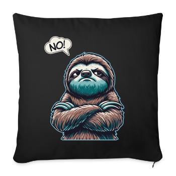NO! Lazy Tired Sleepy Napping Sloth - Sofa pillowcase 17,3'' x 17,3'' (45 x 45 cm) - black - Front