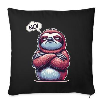 NO! Lazy Tired Sleepy Napping Sloth - Sofa pillowcase 17,3'' x 17,3'' (45 x 45 cm) - black - Front