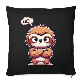 NO! Lazy Tired Sleepy Napping Sloth - Sofa pillowcase 17,3'' x 17,3'' (45 x 45 cm) - black - Front