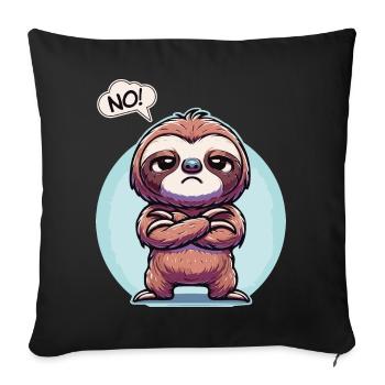 NO! Lazy Tired Sleepy Napping Sarcastic Sloth - Sofa pillowcase 17,3'' x 17,3'' (45 x 45 cm) - black - Front
