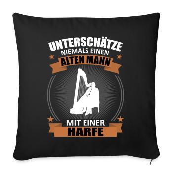 Harpe sagesse âge puissance cadeau - Housse de coussin décorative 45 x 45 cm - noir - Devant