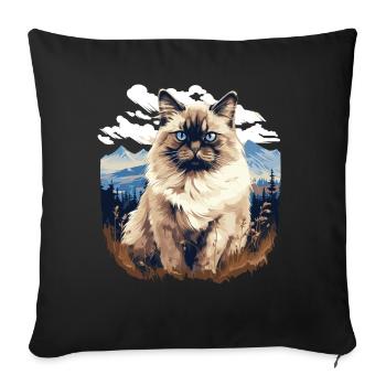 Birman Cat Birma Katze - Sofakissenbezug 45 x 45 cm - Schwarz - Vorne