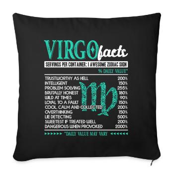 Virgo Facts I Awesome Zodiac Sign - Sofa pillowcase 17,3'' x 17,3'' (45 x 45 cm) - black - Front