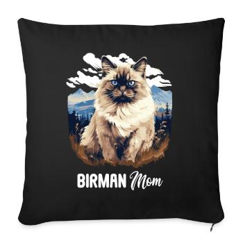 Birman Cat Birma Katze - Sofakissenbezug 45 x 45 cm - Schwarz - Vorne