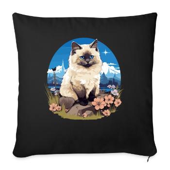 Birman Cat Birma Katze - Sofakissenbezug 45 x 45 cm - Schwarz - Vorne
