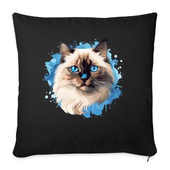 Birman Cat Birma Katze - Sofakissenbezug 45 x 45 cm - Schwarz - Vorne