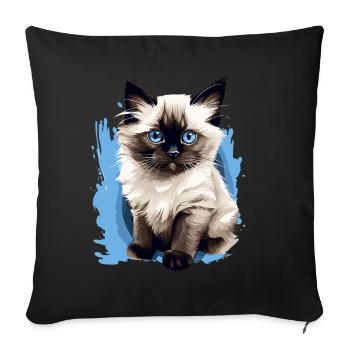 Birman Cat Birma Katze - Sofakissenbezug 45 x 45 cm - Schwarz - Vorne