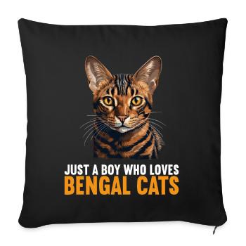 Chat du Bengale Bengalkatze - Housse de coussin décorative 45 x 45 cm - noir - Devant