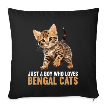 Chat du Bengale Bengalkatze - Housse de coussin décorative 45 x 45 cm - noir - Devant