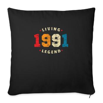 1991 Birthday Retro Living Legend - Sofa pillowcase 17,3'' x 17,3'' (45 x 45 cm) - black - Front