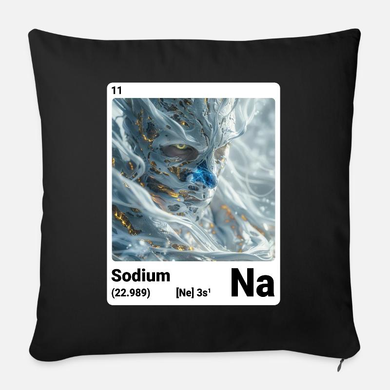 Élément du tableau périodique sodium (Na) 011 - Housse de coussin décorative 45 x 45 cm - noir