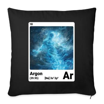 Argon Ar Élément chimique Tableau périodique 018 - Housse de coussin décorative 45 x 45 cm - noir - Devant