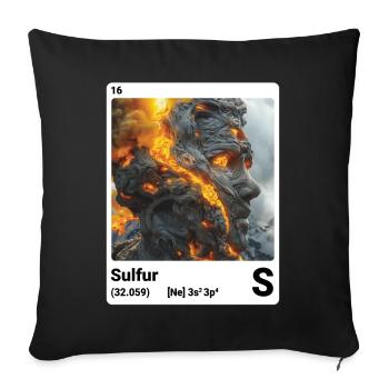 Soufre S élément chimique tableau périodique 016 - Housse de coussin décorative 45 x 45 cm - noir - Devant