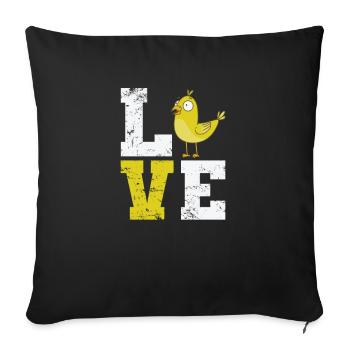 Love lettering with canary - Sofa pillowcase 17,3'' x 17,3'' (45 x 45 cm) - black - Front