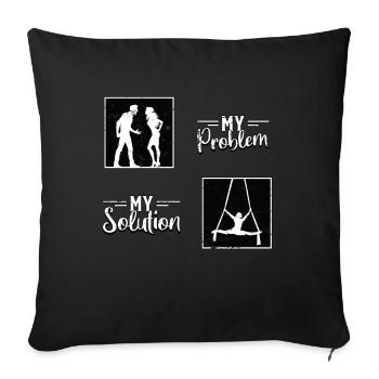 Acrobate Mon problème Ma solution Pictogramme Maman Papa - Housse de coussin décorative 45 x 45 cm - noir - Devant