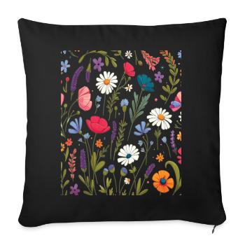 Botanical Bliss Wildflower Bouquet Nature Lover - Sofa pillowcase 17,3'' x 17,3'' (45 x 45 cm) - black - Front