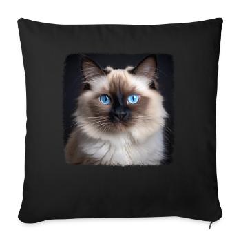 Birman Cat Birma Katze - Sofakissenbezug 45 x 45 cm - Schwarz - Vorne