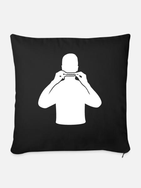 Mundharmonika Melodie Virtuose - Sofakissenbezug 45 x 45 cm - Schwarz