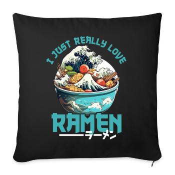 Kanagawa Wave Ramen Bowl Kawaii Japanese - Sofa pillowcase 17,3'' x 17,3'' (45 x 45 cm) - black - Front