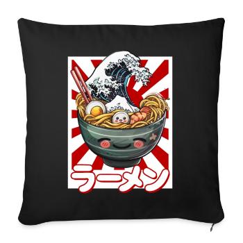 Kanagawa Wave Ramen Bowl Kawaii Japanese - Sofa pillowcase 17,3'' x 17,3'' (45 x 45 cm) - black - Front