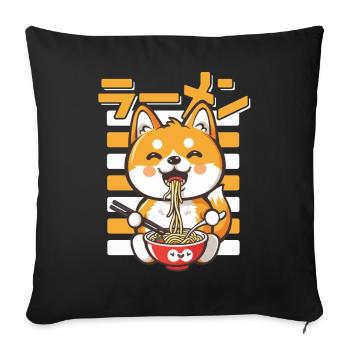 Dog liebt Ramen Bowl Kawaii Anime - Sofakissenbezug 45 x 45 cm - Schwarz - Vorne