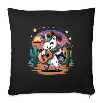 Country-Musik Einhorn mit Gitarre Western - Sofakissenbezug 45 x 45 cm - Schwarz - Vorne