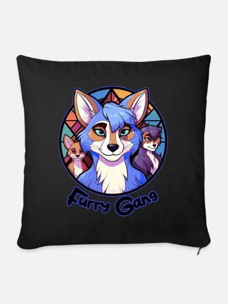 Furry Gang Anime Furry Convention Fandom Fursuit C - Sofakissenbezug 45 x 45 cm - Schwarz