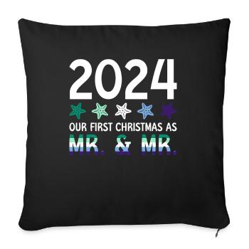 2024 Our first Christmas as Mr. & Mr. Homo-E - Sofa pillowcase 17,3'' x 17,3'' (45 x 45 cm) - black - Front