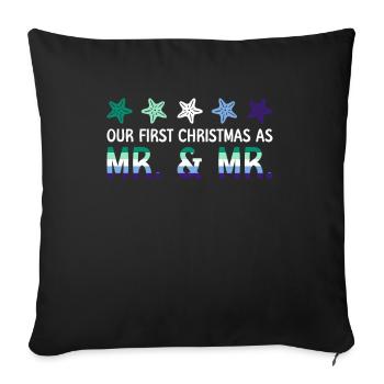 Our First Christmas as Mr. & Mr. Gay Marriage - Sofa pillowcase 17,3'' x 17,3'' (45 x 45 cm) - black - Front