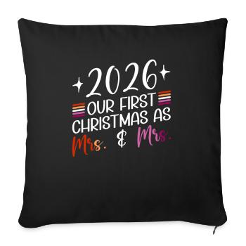 2026 Notre premier Noël en tant que Mme et Mme Homo - Housse de coussin décorative 45 x 45 cm - noir - Devant