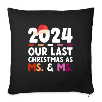 2024 Notre dernier Noël en tant que Madame et Madame - Housse de coussin décorative 45 x 45 cm - noir - Devant