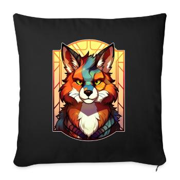 Cool Furry Fox Anime Fursuit Furry Fandom Pride - Sofakissenbezug 45 x 45 cm - Schwarz - Vorne