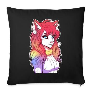 Fox Girl Furry Colorful Animal Fandom - Sofakissenbezug 45 x 45 cm - Schwarz - Vorne