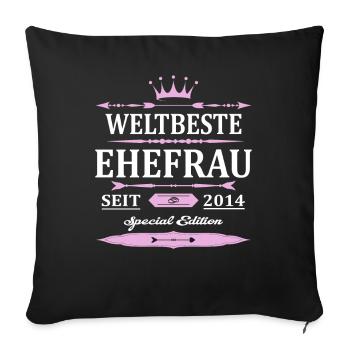 Weltbeste Ehefrau Seit 2014 Vintage Hochzeitstag - Sofakissenbezug 45 x 45 cm - Schwarz - Vorne