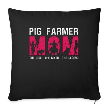Éleveur de porcs Maman L’idole Le mythe aime les animaux de la ferme - Housse de coussin décorative 45 x 45 cm - noir - Devant