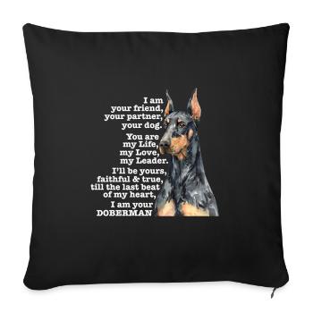 Doberman chien chiens cadeau pour animaux de compagnie - Housse de coussin décorative 45 x 45 cm - noir - Devant