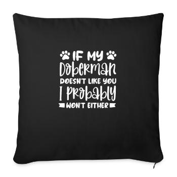 Doberman chien chiens cadeau pour animaux de compagnie - Housse de coussin décorative 45 x 45 cm - noir - Devant